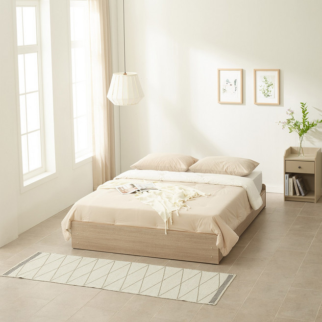 하포스 국내생산 미니피스 E0등급 3단 무헤드 서랍형 침대 프레임 + 매트리스 세트 지정일설치, 오크, HP-미니피스 3단 (오크), 슈퍼싱글(1인용추천!), 9존독립 화이트(CL라텍스)