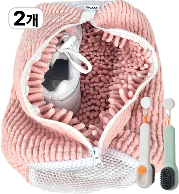 제이에스타 운동화 신발 극세사 세탁망 특 대형, 2개, ShellPink