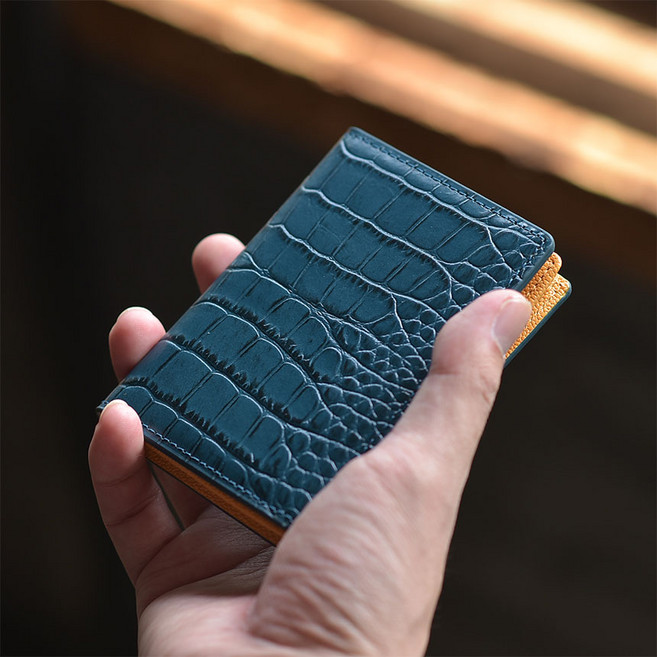 어버너 악어 블루 소가죽 명함케이스 카드 명함 지갑