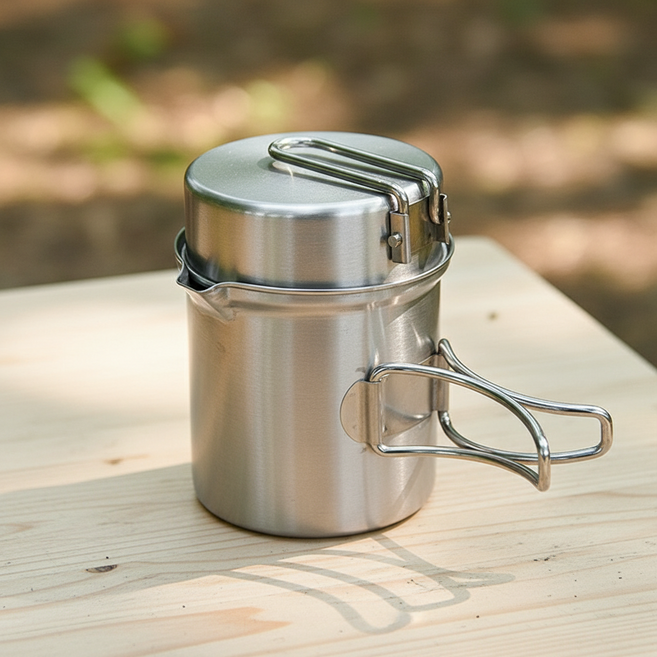304 스테인리스 1-2인용 초경량 캠핑 코펠 세트 등산 낚시 휴대용 미니 냄비, 단품, 상세페이지 참조, 1개