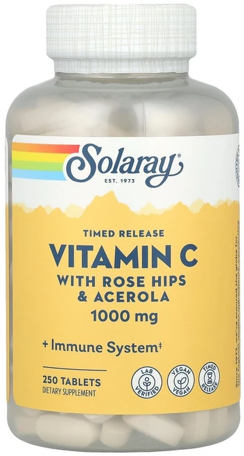 솔라레이 서방형 비타민C 로즈힙 및 아세로라 함유 1000mg 250정, 1개 - 쿠팡