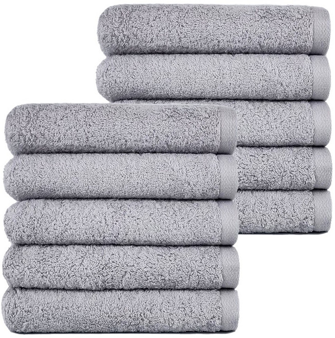 [주주] 60수 코마사 항균 호텔수건 170g, 그레이, 10개