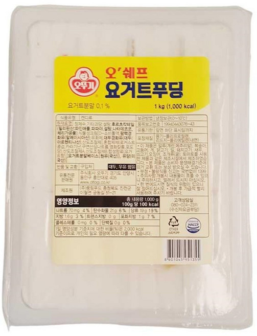 오뚜기 오쉐프 요거트푸딩 푸딩, 1개, 1kg