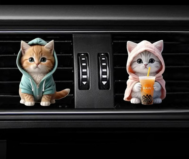 플루코 차량용 고양이 방향제홀더 2 송풍구 피규어, 단일옵션, 2개