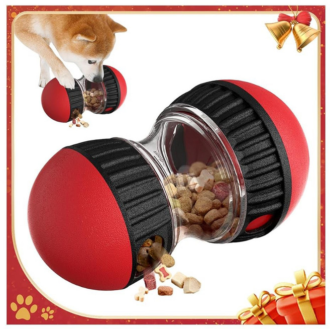 만코다 인터랙티브 반려견 퍼즐 두뇌 자극 간식 디스펜서 볼 및 슬로우 피더 콤보를 통해 반려견의 몰입감과 바쁜 생활을 유지, Red