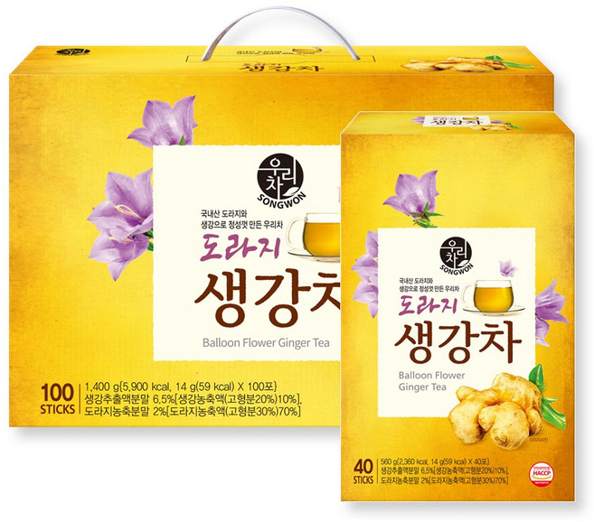 송원 우리차 도라지생강차 100T + 40T, 1개, 140개입, 14g