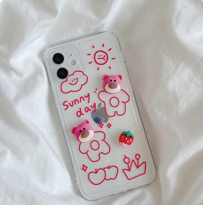 귀여운 랏소베어 얼굴 투명케이스 아이폰케이스(갤럭시 일부기종)