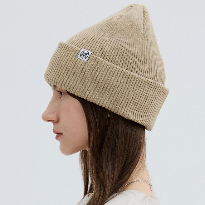 [미네티] 여성비니 클래식 라벨 여성 니트 비니 모자 숏 얇은 면 롱 골지