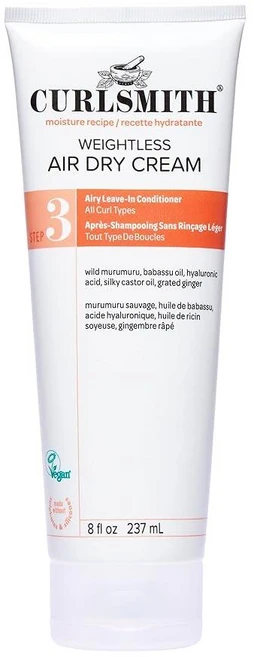 CURLSMITH - 웨이트리스 에어 드라이 크림 - 모든 모발 타입용 비건 리브인 컨디셔너 매끄러운 모발 237ml, 1개 - 쿠팡