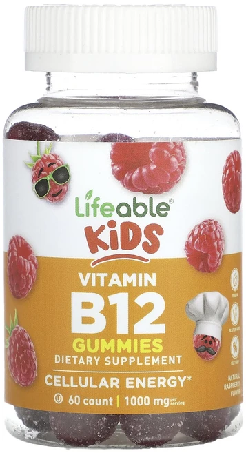 Lifeable 어린이용 비타민B12 구미젤리 천연 라즈베리 맛 1000mg 구미젤리 60개(구미젤리 1개당 500mg), Lifeable어린이용비타민B12구미젤리천연라즈베리맛1, 1개, 60정 - 쿠팡