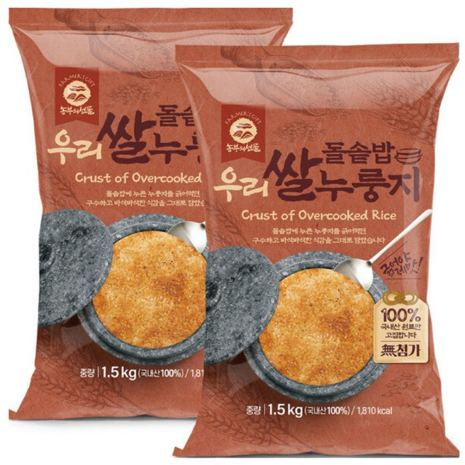 농부의선물 돌솥밥 우리쌀 누룽지, 쌀 누룽지 1.5kg 2봉, 2개, 1.5kg