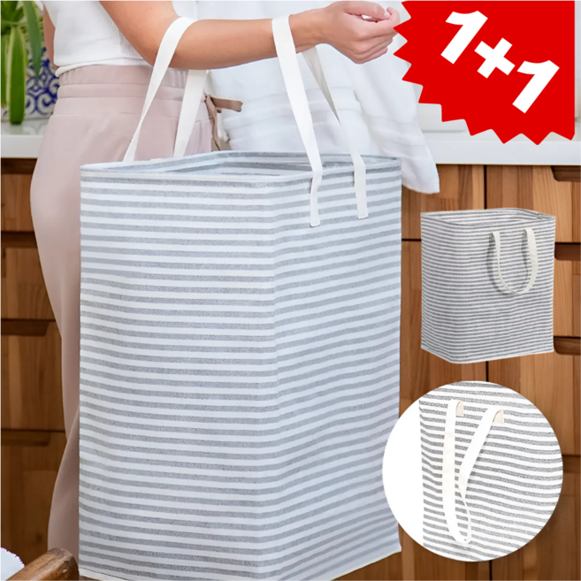 [1+1] 린델 패브릭 이동식 방수 접이식 세탁 빨래바구니 분리수거 바구니 빨래통