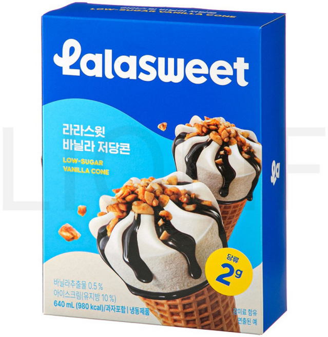 라라스윗 바닐라 저당콘 아이스크림 냉동 1개 4개입 160ml, 라라스윗 바닐라 저당콘 아이스크림 냉동 1개 4개입 1, 4개