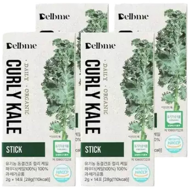 델브미 동결건조 그린 곱슬 컬리 케일 100 스틱형 28g 4개