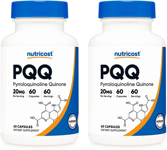 Nutricost PQQ Pyrroloquinoline Quinone 뉴트리코스트 피롤로퀴놀린 퀴논 20mg 60정 2팩, 2개 - 쿠팡