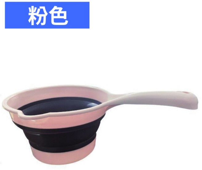 撞色折疊水瓢 舀水盆 洗澡勺 沐浴杓, 粉色, 1個