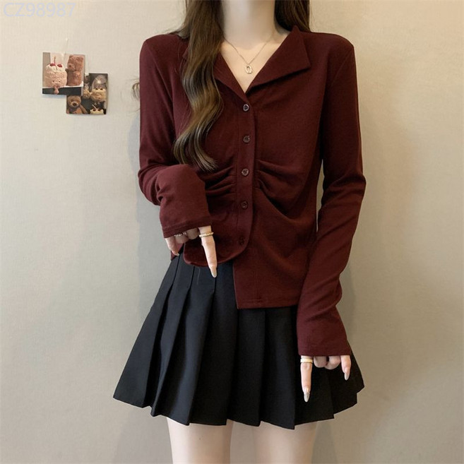 大碼女裝 翻領鈕扣長袖襯衫