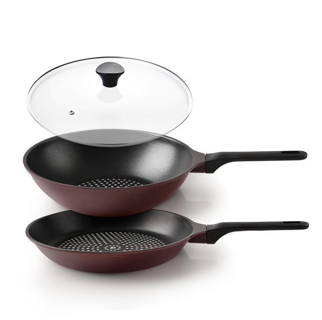 키친아트 와인에디션 프라이팬세트 2종, 혼합색상, 후라이팬 28cm + 궁중팬 28cm + 유리커버 28cm, 1세트