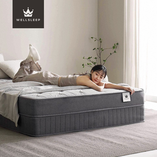 꿀잠 37cm 더블코어 본넬스프링 호텔 침대 투 매트리스 하드타입 그레이 Q, 단단한