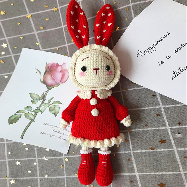 코바늘 인형뜨기 집순이취미 토끼 뜨개질 diy키트, 1개, 빨간토끼