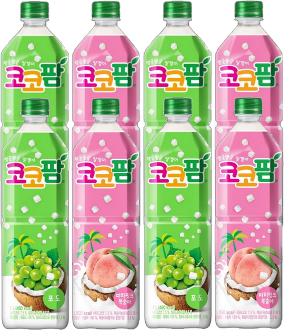 코코팜 피치 핑크 복숭아 + 포도, 4세트, 1L