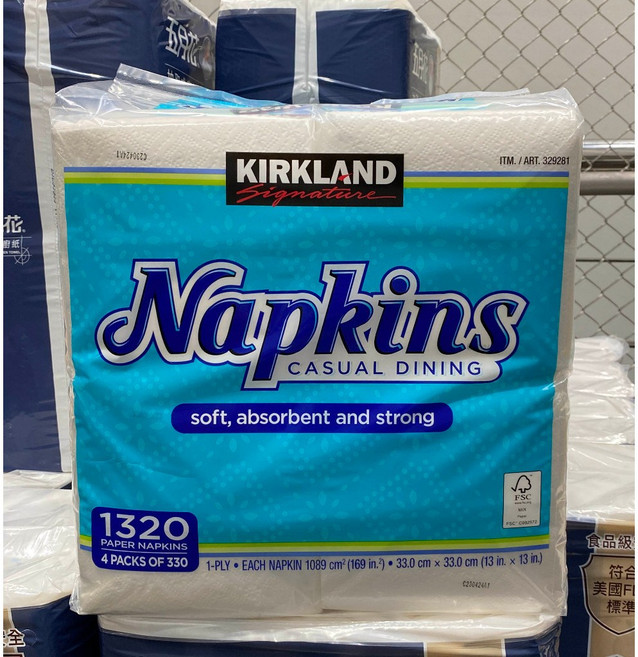 Kirkland Signature 餐巾紙 柔軟、吸水、強韌, 1個, 貨運宅配