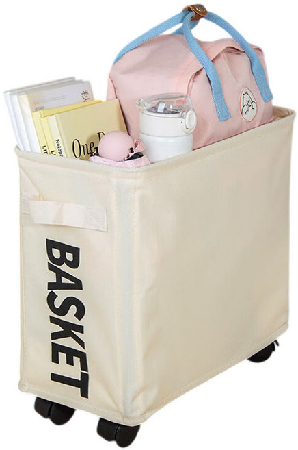 델라무드 책상 밑 이동식 수납 바퀴 바구니 28리터, 크림, 1개