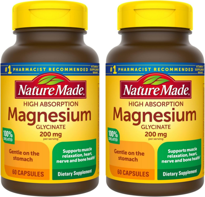Nature Made 네이처메이드 마그네슘 글리시네이트 200mg, 60정, 2개