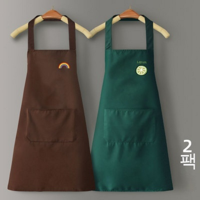 가정용 방수 주방 전용 남성 요리 여성 일본식 Wei 스커트 새로운 캔틴 베이킹, 핸드 닦아 갈색 진한 녹색, 1개