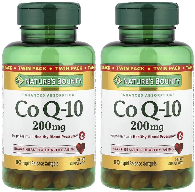 네이처스바운티 CoQ10 코엔자임Q10 코엔자임큐텐 코큐텐 유비퀴논 200mg 80정 2병 - 쿠팡