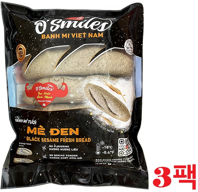 (1팩+2팩) 검은깨 반미 바게트 파베이킹 총1050G ( 70G X 15개 ) 유통기한 5월 14일까지, 350g, 3세트