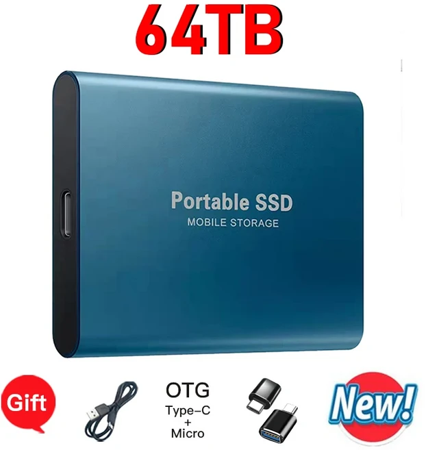 고성능 외장형 휴대용 SSD 2TB 일상적인 백업 저장에 적합, 1개, 07 64TB