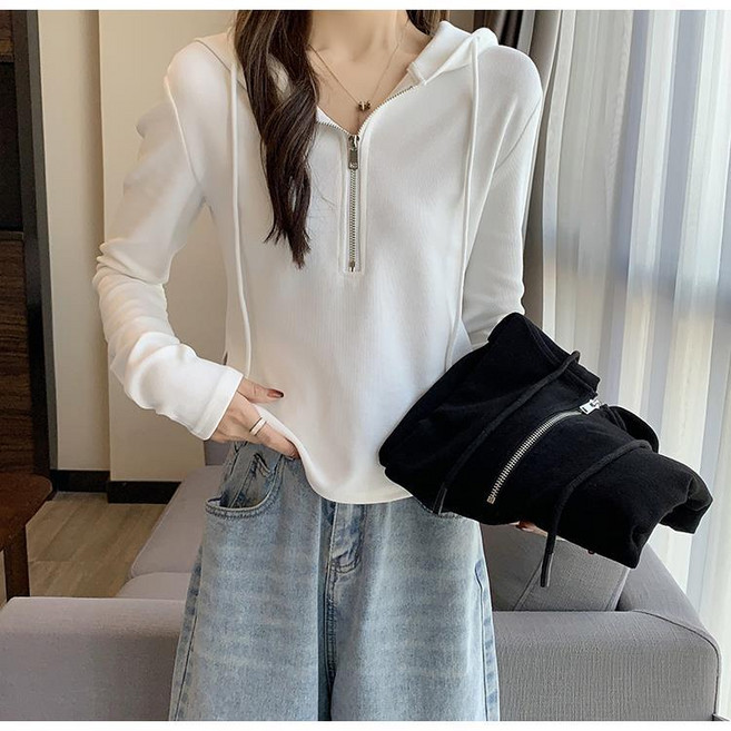1+1 티셔츠 반팔 여성 후드 데일리 베이직 긴팔 봄 여름 가을 간절기 기본티 이너 레이어드
