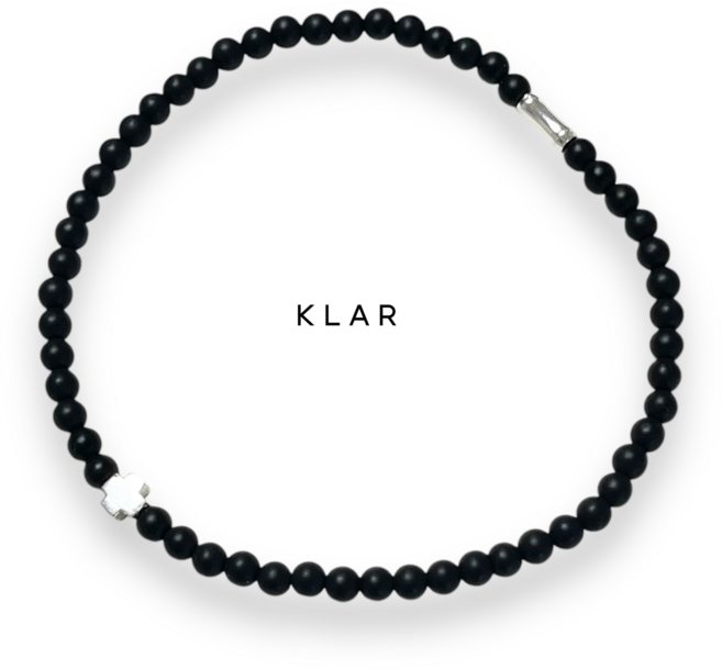 클라(KLAR) 천연 무광오닉스 실버(92.5) 정십자가(소) 팔찌 (3미리)