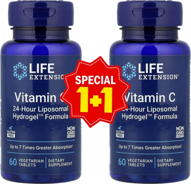 1+1 라이프익스텐션 리포소말 비타민C 1000mg 호로파씨 추출물 베지 정제 60정 / 해외직구 미국정품, 2개 - 쿠팡