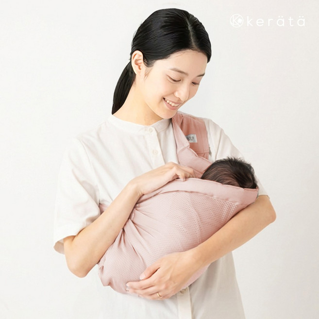케라타 신생아 메쉬형 슬링 아기띠 베이비슬링 포대기 요람자세, 사쿠라핑크