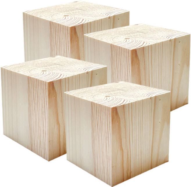 아이베란다 정사각 소나무 집성 목재 교구 가구다리 부목 60x60x60mm, 4개