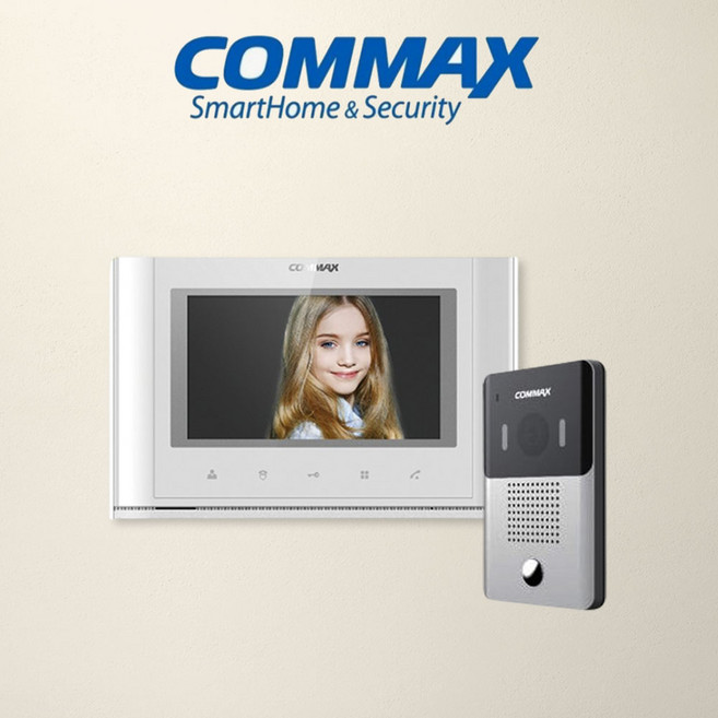코맥스 7인치 디지털 비디오폰 CAV-77MG 초인종포함세트, A지역(설치의뢰), 블랙