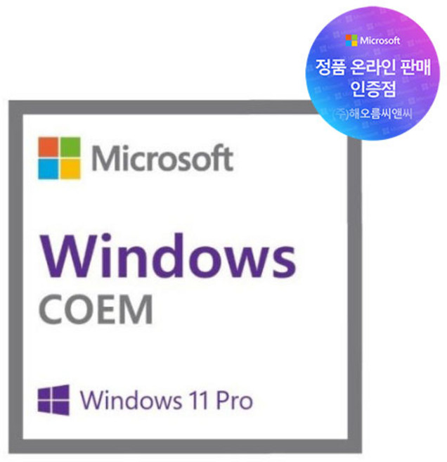 MS인증점 마이크로소프트 윈도우11 프로 DSP CD설치 제품키/정품, 윈11프로DSP