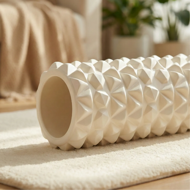 위즈쇼퍼 강력 하드타입 EVA 다이아 지압 3D 폼롤러, 1개, 화이트