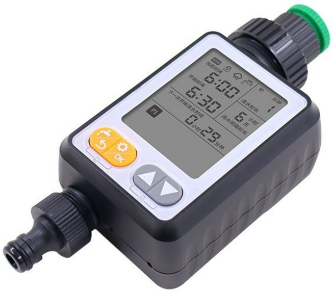 定時澆水智能節水灌溉控制器 IXP6級防水 帶兒童鎖 自動灌溉 雨水感應 大屏幕澆花器, 1個, 黑色, 黑色