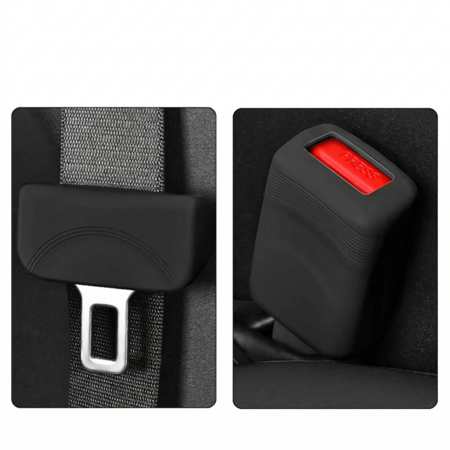 OFFCURVE 업그레이드 두꺼운 실리콘 버클 커버 무소음 차량 내장관 보호 가드 안전벨트 클립 커버, 1세트, 검은색