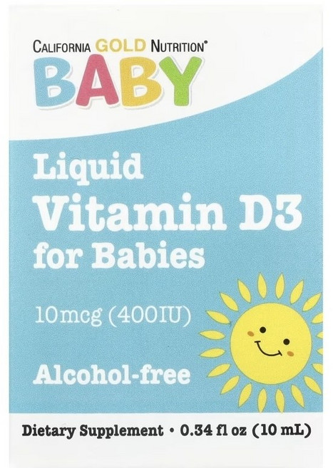 캘리포니아 골드 뉴트리션 베이비 비타민 D3 드롭 10ml(0.34fl oz), CGN01034-3, 1개, 10ml