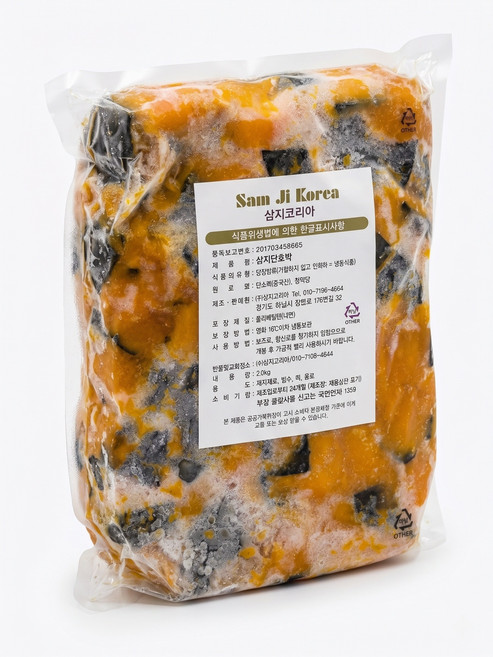 (아이스박스포함) 삼지단호박 냉동 2kg (유피조각), 1개