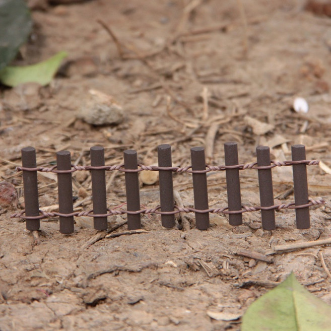 日式圓柵欄 微景觀, 棕色