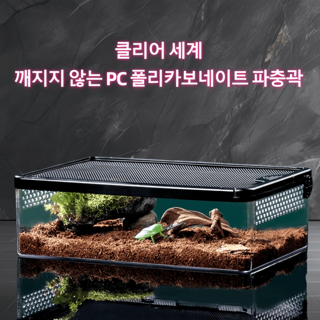 YAPOGI 안깨지는 청소 편리한 도마뱀 사육장 파충류 하우스 가로타입 도마뱀사육장, 블랙, 1개