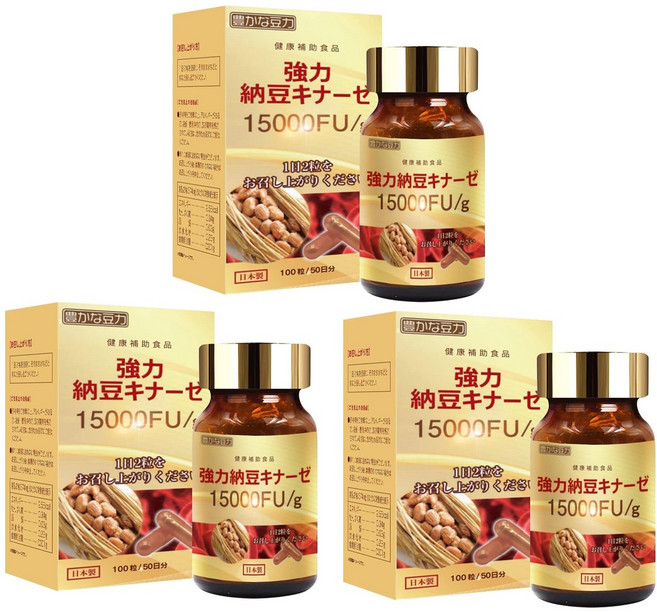 강력 낫토키나제 15000FU 50일분, 3개, 100정