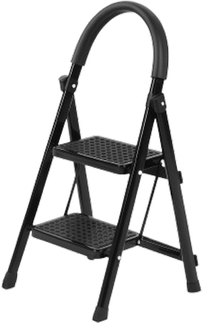 오브민 접이식 A형 계단형 가정용 사다리 블랙 2단 3단, 1개