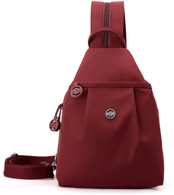 簡約百搭女士胸包，多功能斜挎包，休閒單肩包, 波爾多紅