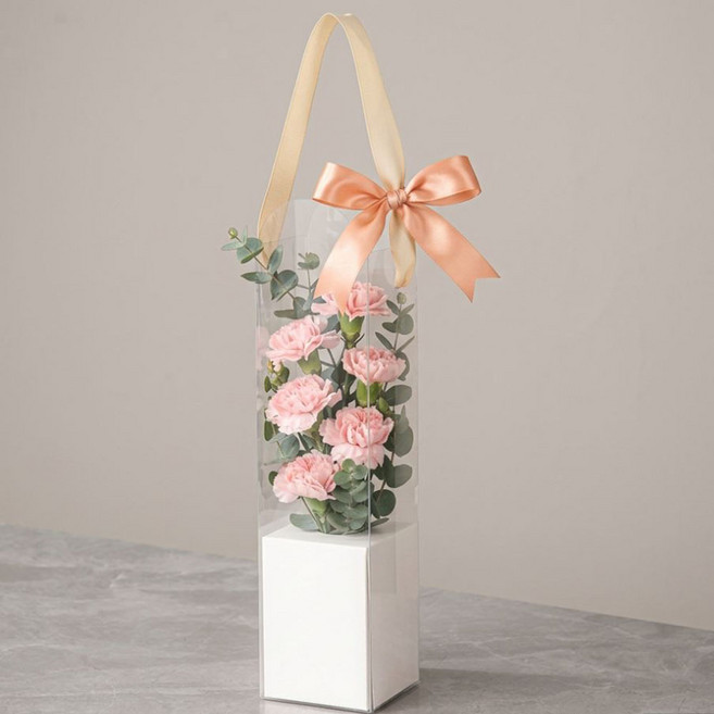 osshop 투명 pvc 꽃다발 박스, 5개, 꽃포장박스 화이트 25cm - 8cm